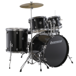 Ludwig Accent 5-piece Complete Drum Set with 20” Bass Drum - Black Sparkle KTSLC19011DIR